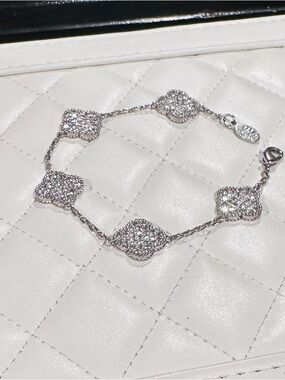 Rivka Friedman ~ Pavé CZ Clover Station Bracelet